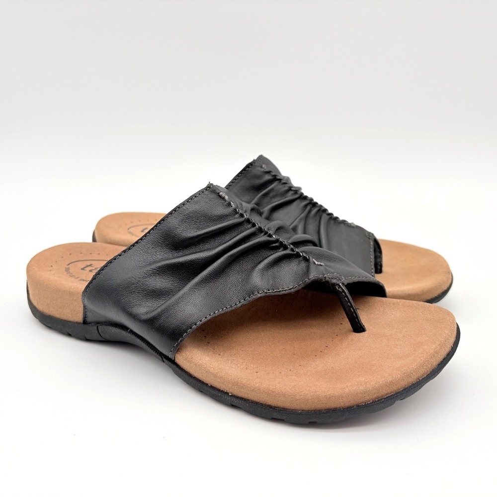 Taos Gift 2 Sandals Womens Size 7 Black Leather Slip On